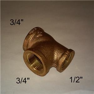 3/4 X 1/2 X 3/4 FFF BRASS TEE